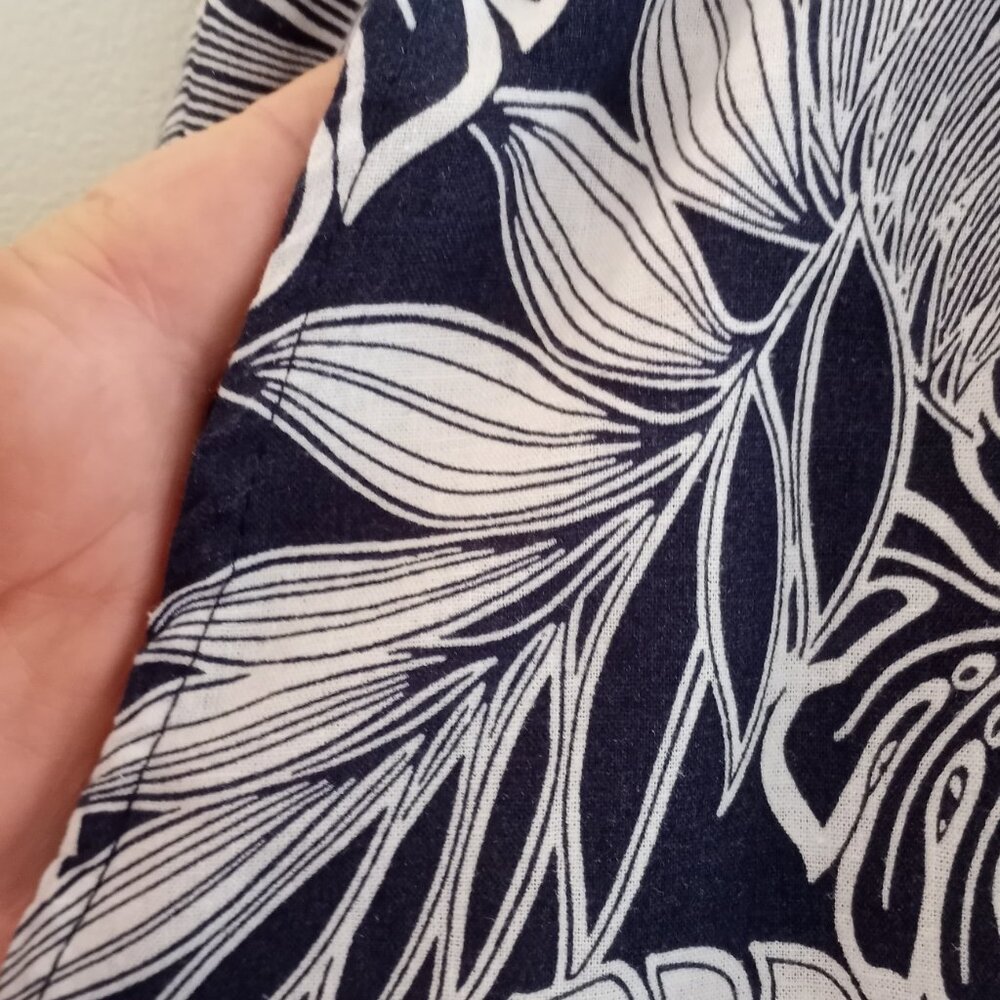 'Panama Jack' Wide leg Pant Size XL Linen Blend Navy/White Tropical Pockets EUC - Picture 6 of 10